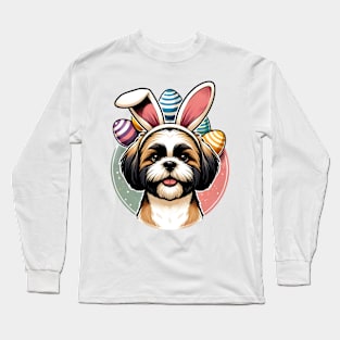 Shih Tzu with Bunny Ears Celebrates Easter Splendor Long Sleeve T-Shirt